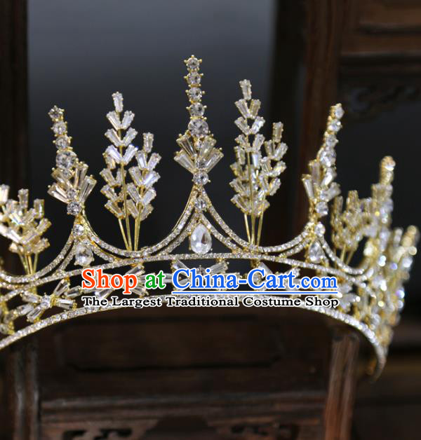 Top Grade Europe Princess Hair Accessories Golden Zircon Royal Crown