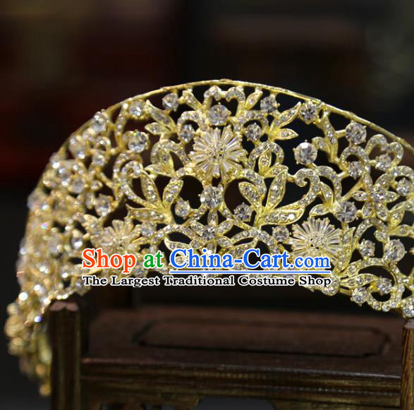 Top Grade Europe Princess Zircon Hair Accessories Wedding Golden Royal Crown