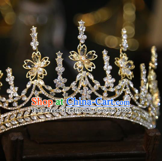 Top Grade Europe Princess Wedding Hair Jewelry Zircon Accessories Handmade Golden Royal Crown