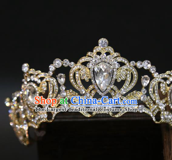 Top Grade Wedding Golden Royal Crown Europe Princess Zircon Hair Accessories