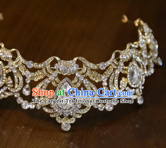 Top Grade Wedding Golden Royal Crown Europe Princess Zircon Hair Accessories
