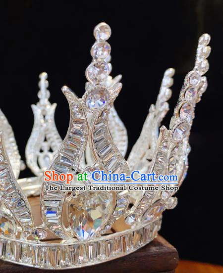 Top Grade Bride Crystal Accessories Europe Princess Wedding Hair Jewelry Handmade Round Argent Royal Crown