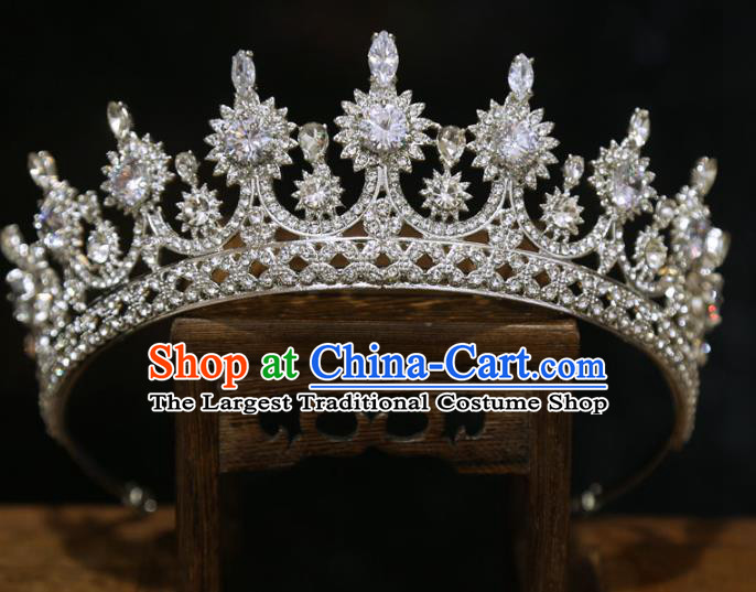 Top Europe Princess Hair Jewelry Handmade Bride Accessories Wedding Zircon Royal Crown