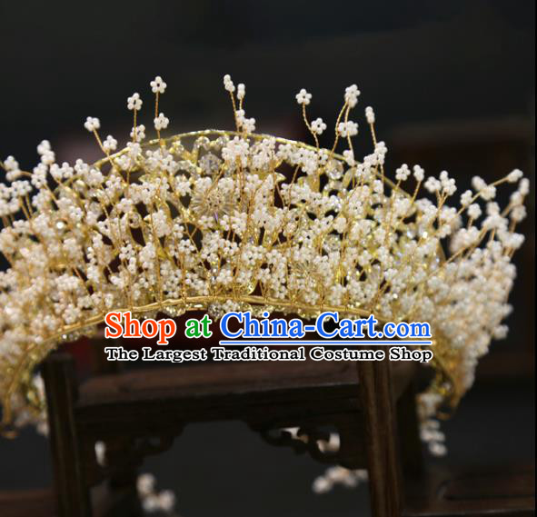 Top Grade Handmade Wedding Beads Royal Crown Europe Princess Hair Accessories Hair Clasp
