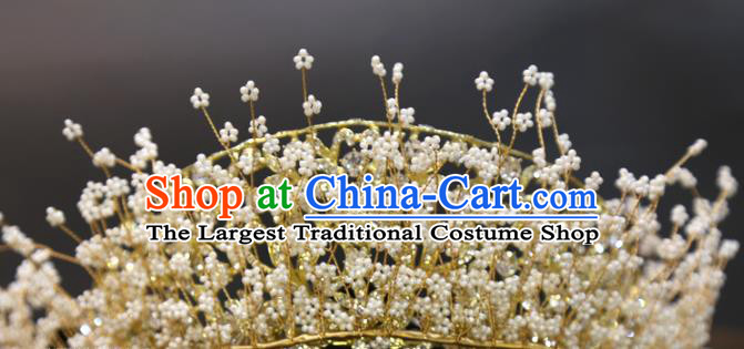 Top Grade Handmade Wedding Beads Royal Crown Europe Princess Hair Accessories Hair Clasp