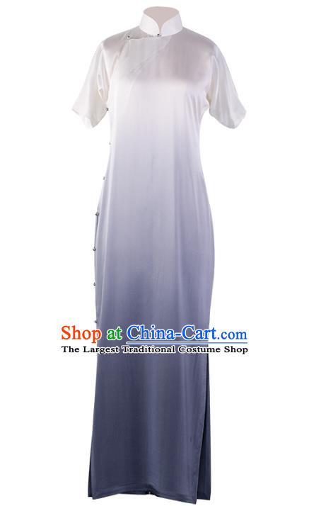 Chinese Traditional Qipao National Women Dress Classical Gradient Silk Cheongsam Costume
