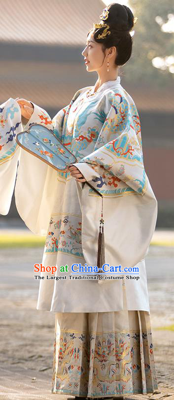Traditional China Ming Dynasty Imperial Mistress Clothing Ancient Hanfu Dress Long Robe and Skirt Full Set