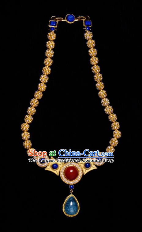 Chinese Traditional Sui Dynasty Princess Li Jingxun Gems Necklace Ancient Palace Lady Jewelry Accessories