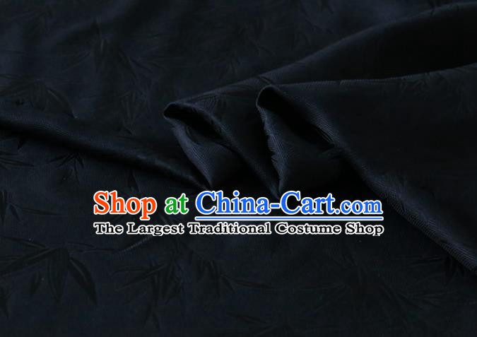 Asian Mulberry Silk Material Chinese Traditional Bamboo Pattern Design Black Silk Fabric Hanfu Cloth
