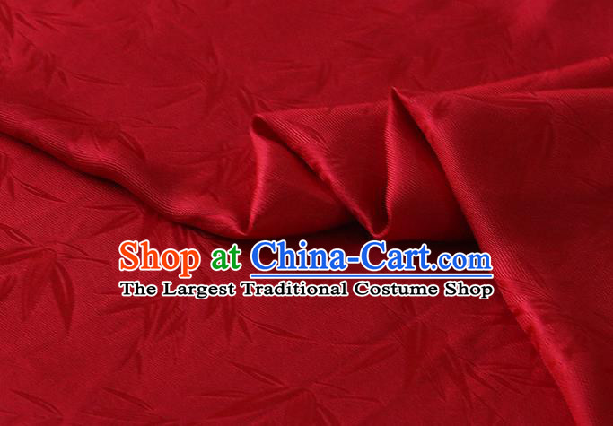 Asian Red Mulberry Silk Material Chinese Hanfu Cloth Traditional Bamboo Pattern Design Silk Fabric