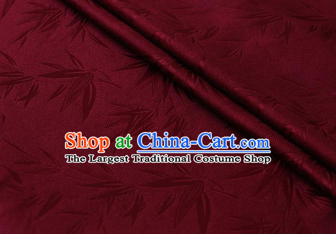 Asian Purplish Red Mulberry Silk Fabric Chinese Hanfu Cloth Traditional Bamboo Pattern Design Silk Drapery
