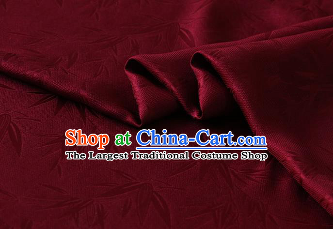 Asian Purplish Red Mulberry Silk Fabric Chinese Hanfu Cloth Traditional Bamboo Pattern Design Silk Drapery