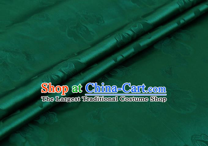 Asian Hanfu Satin Cloth Chinese Traditional Pattern Design Deep Green Silk Drapery Mulberry Silk Fabric