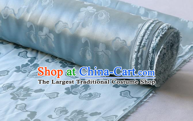 Asian Chinese Hanfu Satin Cloth Traditional Pattern Design Mulberry Silk Fabric Light Blue Silk Drapery