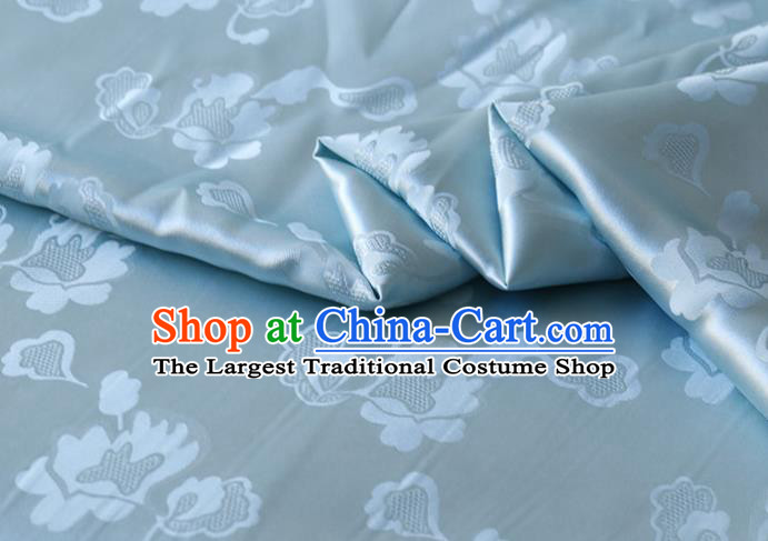 Asian Chinese Hanfu Satin Cloth Traditional Pattern Design Mulberry Silk Fabric Light Blue Silk Drapery