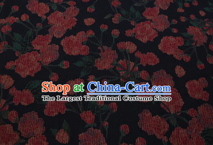 Chinese Classical Pattern Black Watered Gauze Asian Gambiered Guangdong Silk Fabric Traditional Cheongsam Cloth Drapery