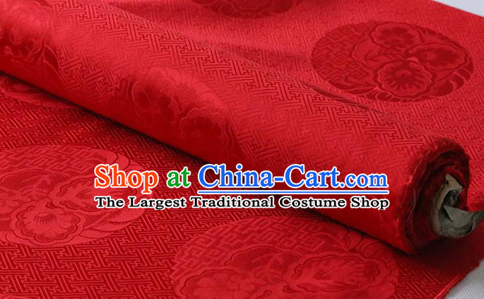 Chinese Classical Royal Pattern Red Silk Drapery Traditional Cheongsam Cloth Fabric