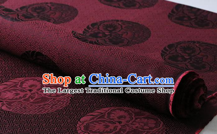 Traditional Classical Royal Pattern Purplish Red Silk Drapery Chinese Cheongsam Cloth Fabric