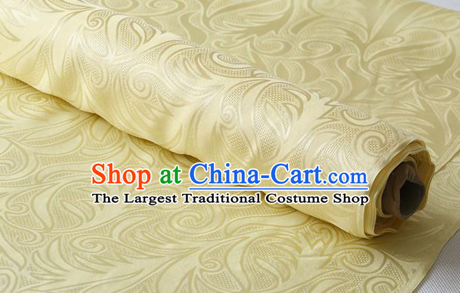 Chinese Classical Sago Flowers Pattern Damask Fabric Traditional Yellow Jacquard Cloth Cheongsam Silk Drapery