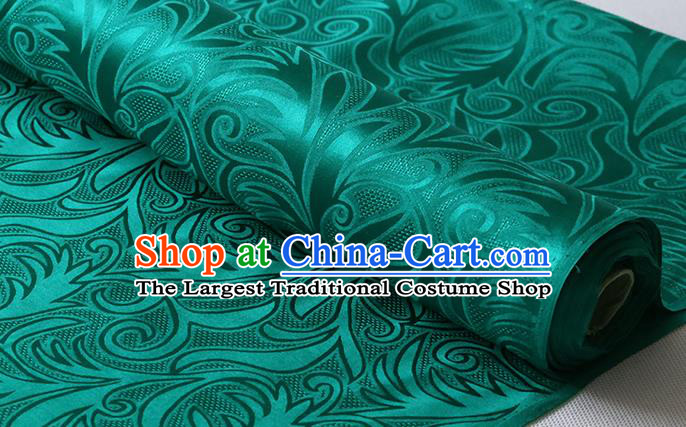 Chinese Classical Sago Flowers Pattern Damask Fabric Jacquard Cloth Traditional Cheongsam Green Silk Drapery
