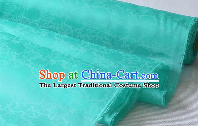 Chinese Traditional Organza Fabric Hanfu Dress Jacquard Damask Cloth Classical Phoenix Peony Pattern Green Silk Drapery