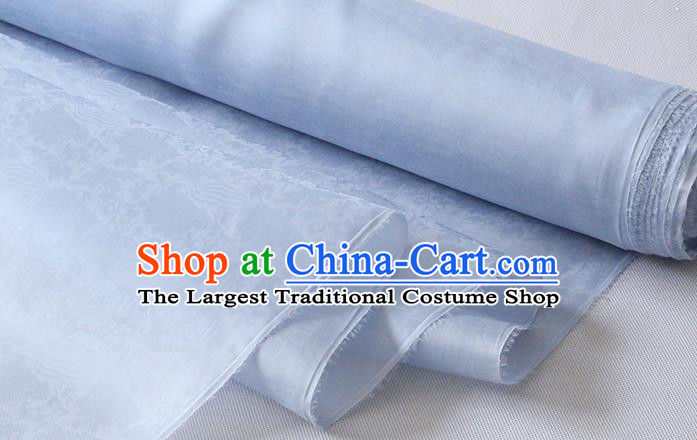 Chinese Traditional Jacquard Cloth Hanfu Dress Classical Phoenix Peony Pattern Organza Fabric Light Blue Silk Drapery Damask