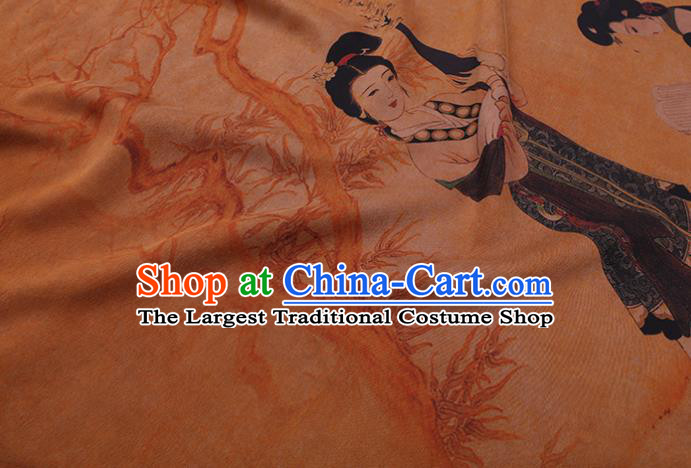 China Classical Palace Beauty Pattern Silk Fabric Traditional Cheongsam Cloth Watered Gauze