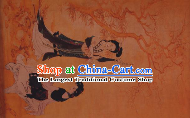 China Classical Palace Beauty Pattern Silk Fabric Traditional Cheongsam Cloth Watered Gauze