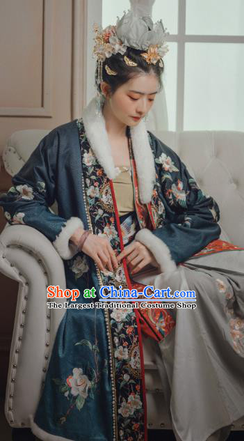 China Ancient Imperial Consort Embroidered Hanfu Clothing Traditional Song Dynasty Court Empress Historical Costumes