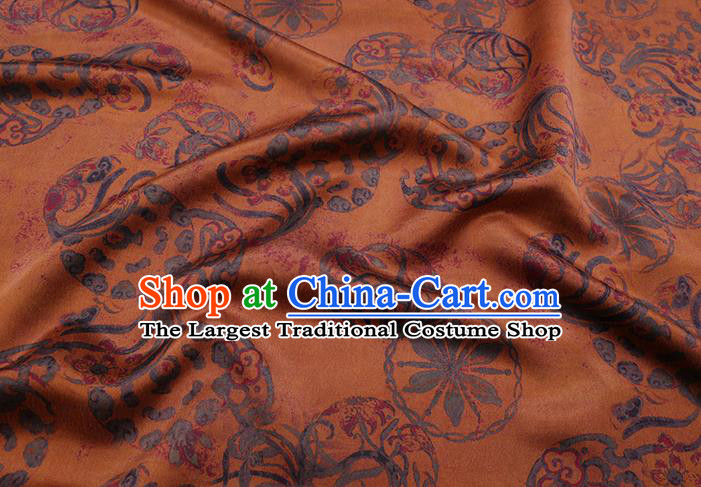 Chinese Classical Pattern Ginger Silk Drapery Traditional Gambiered Guangdong Gauze Cheongsam Fabric