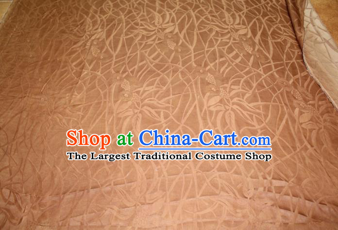 Chinese Classical Grass Pattern Silk Drapery Traditional Cheongsam Fabric Ginger Gambiered Guangdong Gauze