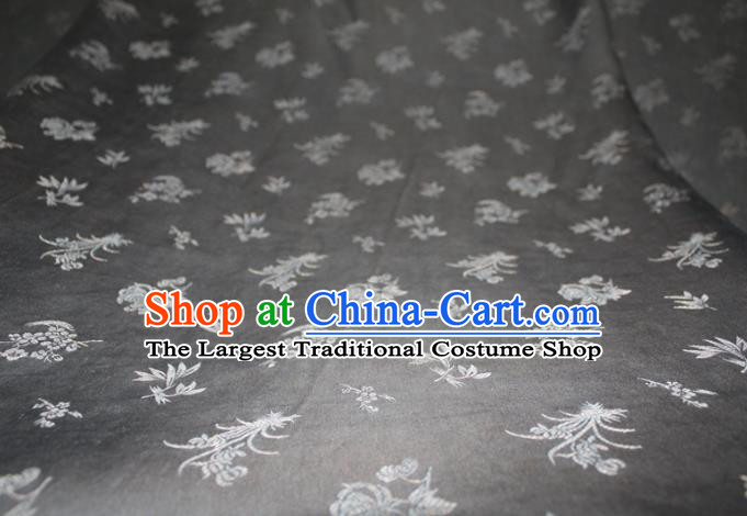 Chinese Classical Plum Orchid Bamboo Chrysanthemum Pattern Silk Drapery Traditional Grey Gambiered Guangdong Gauze Cheongsam Fabric
