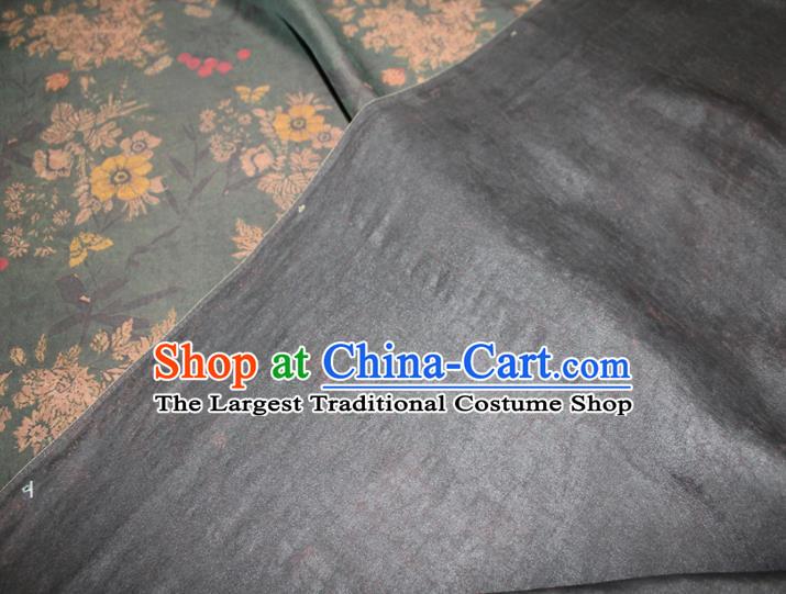Chinese Classical Crack Pattern Dark Green Silk Drapery Traditional Gambiered Guangdong Gauze Cheongsam Fabric