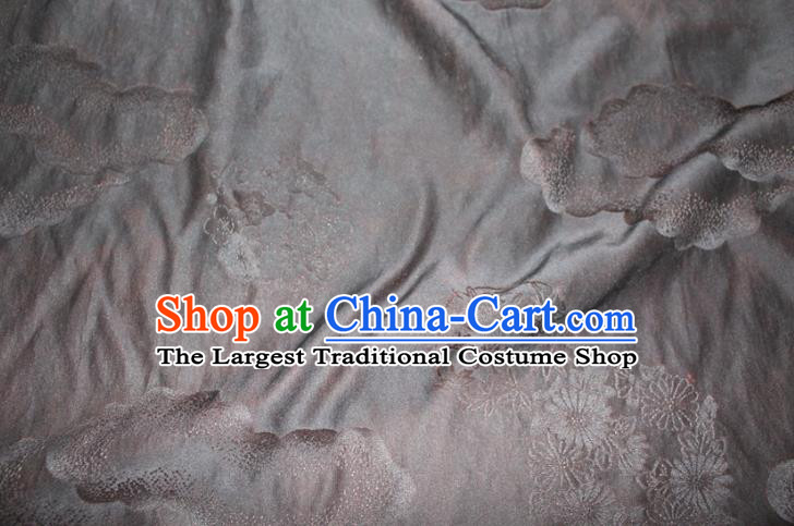 Chinese Classical Plum Peony Pattern Silk Drapery Traditional Gambiered Guangdong Gauze Cheongsam Black Satin Fabric