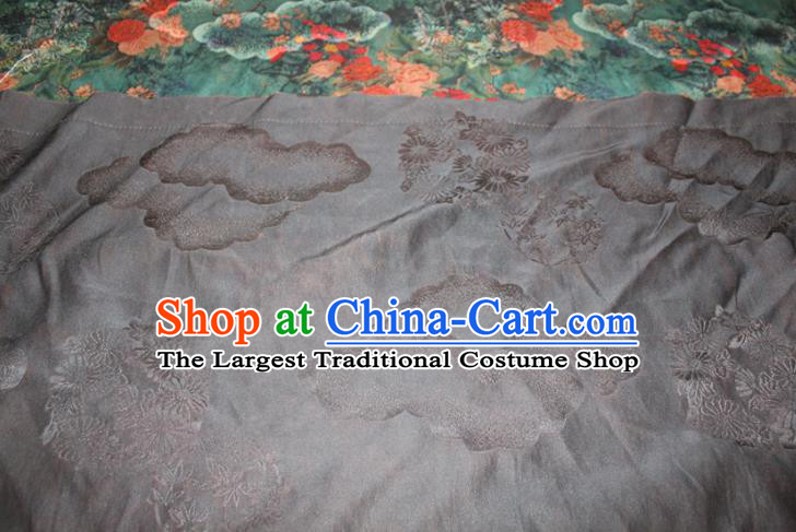 Chinese Classical Peony Plum Pattern Silk Drapery Traditional Gambiered Guangdong Gauze Cheongsam Green Satin Fabric