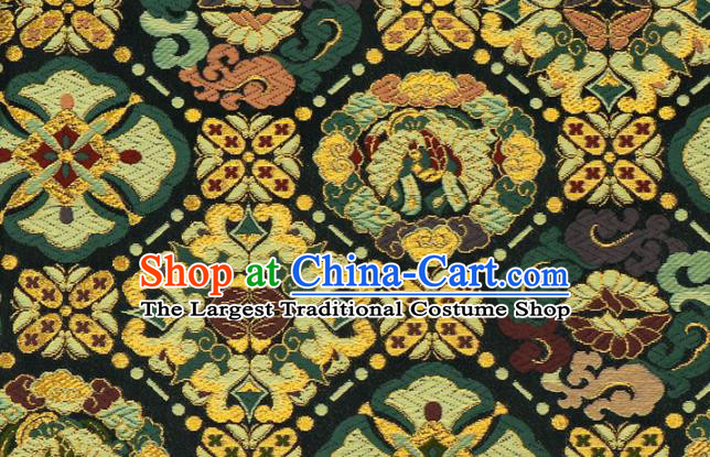 Asian Traditional Phoenix Pattern Design Brocade Nishijin Tapestry Satin Japanese Kimono Black Cloth Fabric