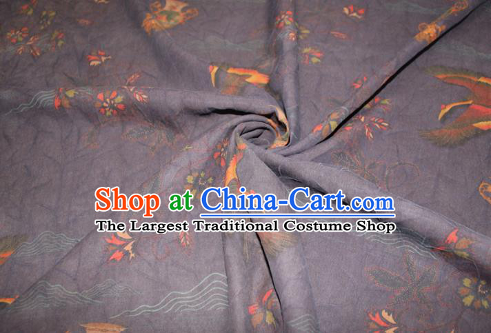 Chinese Cheongsam Nazvy Satin Fabric Traditional Gambiered Guangdong Gauze Classical Wild Goose Pattern Silk Drapery