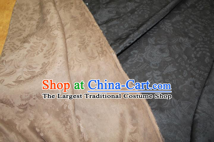 Chinese Cheongsam Satin Fabric Traditional Ginger Gambiered Guangdong Gauze Classical Pattern Silk Drapery