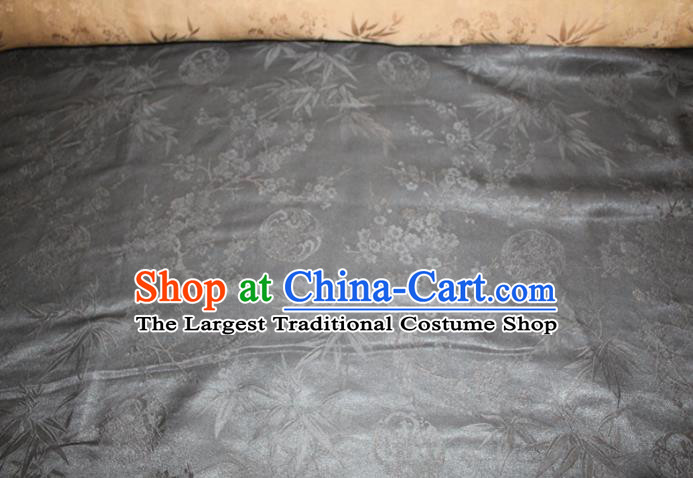 Chinese Classical Plum Bamboo Pattern Silk Drapery Traditional Cheongsam Gambiered Guangdong Gauze Ginger Silk Fabric