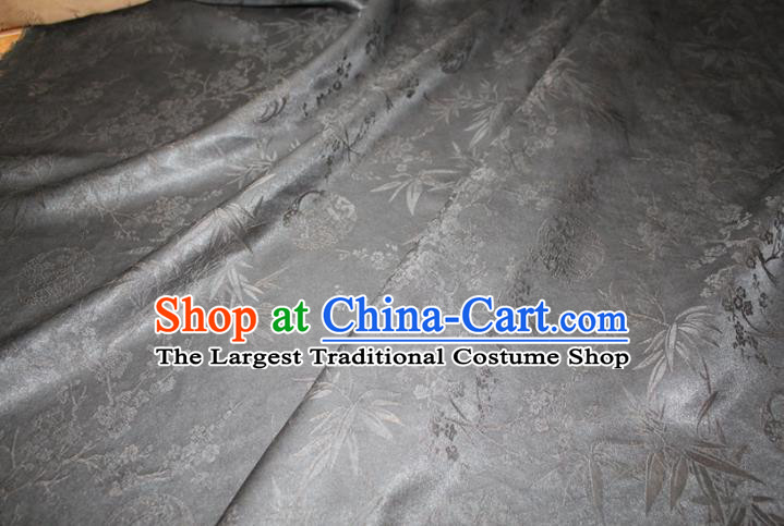Chinese Classical Plum Bamboo Pattern Silk Drapery Traditional Cheongsam Gambiered Guangdong Gauze Ginger Silk Fabric