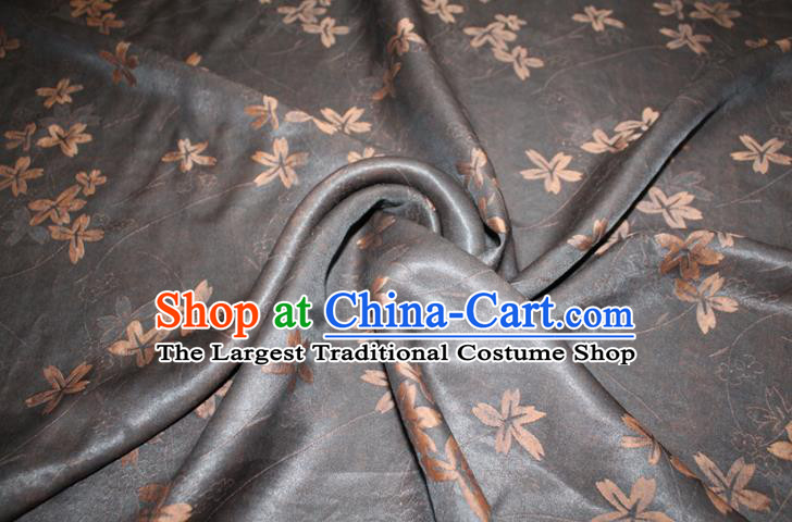 Chinese Classical Clover Pattern Silk Drapery Traditional Cheongsam Gambiered Guangdong Gauze Black Silk Fabric