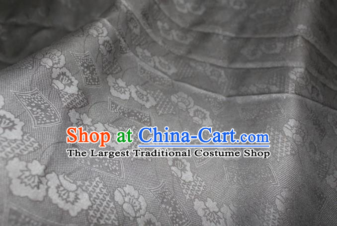 Chinese Black Silk Fabric Classical Flowers Pattern Silk Drapery Traditional Cheongsam Gambiered Guangdong Gauze