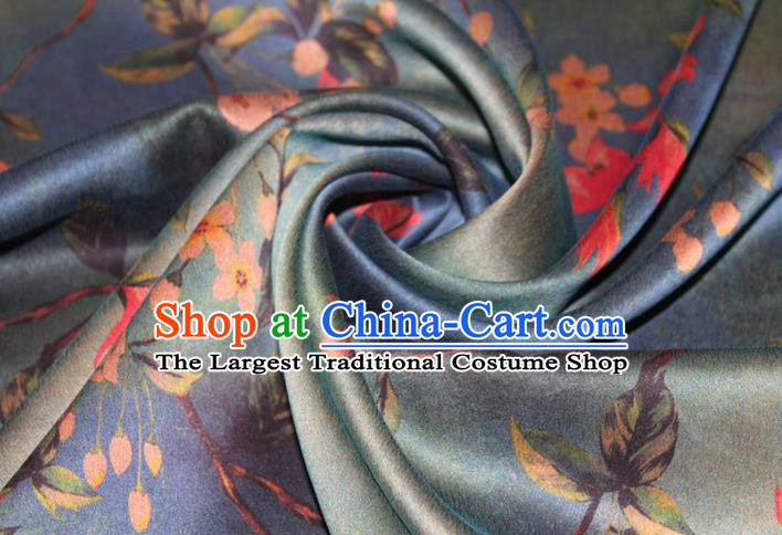 Chinese Cheongsam Classical Flowers Pattern Silk Drapery Traditional Fabric Blue Gambiered Guangdong Gauze