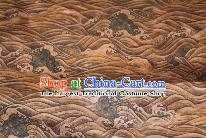 Chinese Classical Wave Pattern Silk Drapery Traditional Cheongsam Fabric Ginger Gambiered Guangdong Gauze