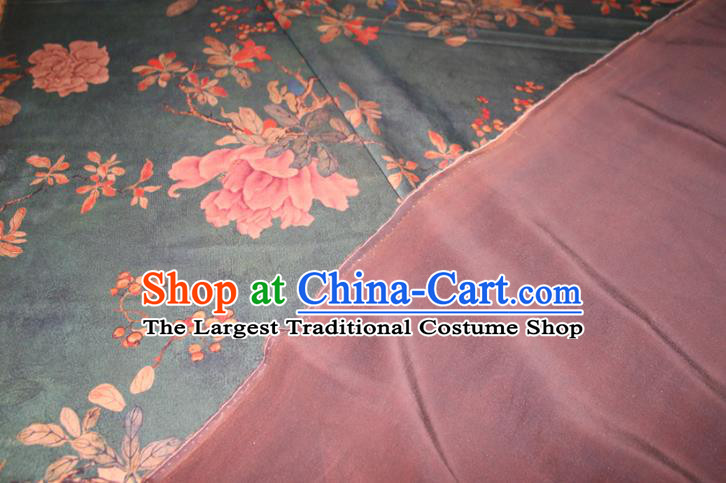 Chinese Traditional Cheongsam Classical Peony Pattern Silk Drapery Atrovirens Gambiered Guangdong Gauze Fabric