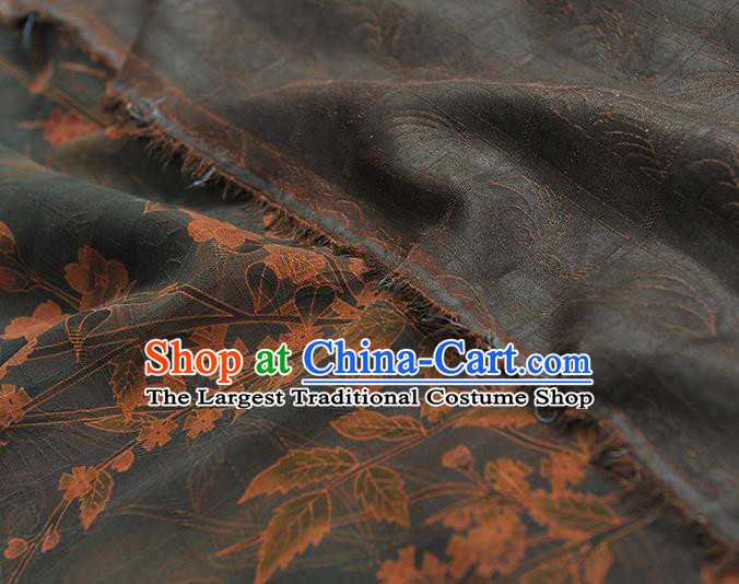 China Classical Jasmine Pattern Silk Fabric Cheongsam Cloth Traditional Jacquard Strovirens Satin