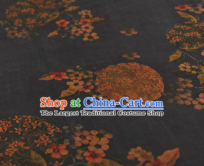Chinese Classical Plum Blossom Pattern Silk Drapery Traditional Cheongsam Black Silk Fabric Gambiered Guangdong Gauze
