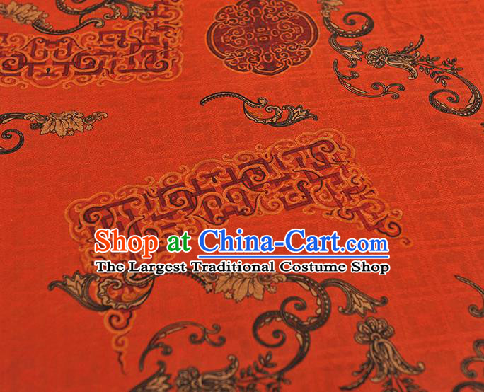 Chinese Red Gambiered Guangdong Gauze Traditional Cheongsam Silk Fabric Classical Auspicious Pattern Silk Drapery
