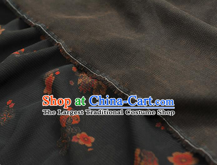 Chinese Traditional Black Silk Drapery Cheongsam Silk Fabric Classical Plum Blossom Pattern Gambiered Guangdong Gauze