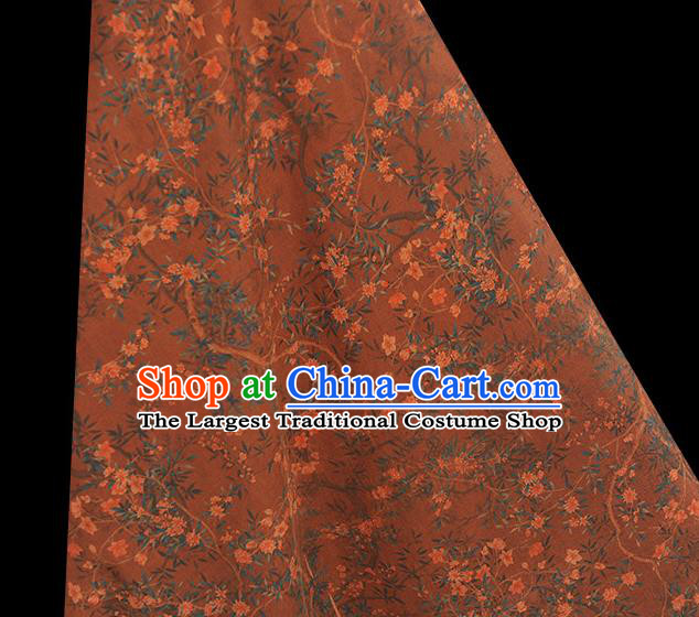 Chinese Classical Floral Pattern Brown Gambiered Guangdong Gauze Cheongsam Silk Fabric Traditional Silk Drapery